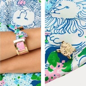 Lilly Pulitzer Silk Scarf , Scarf Lion Head, And Scarf Bracelet set